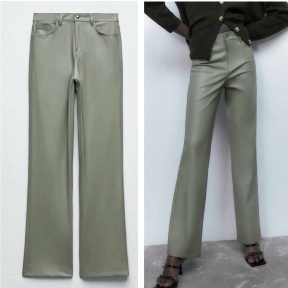 Zara Eco-Leather Straight Leg Pants Size: 2‎